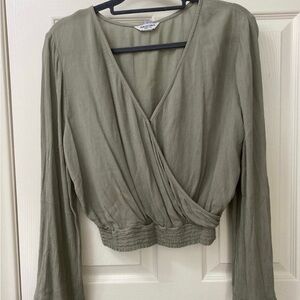Green Wrap Blouse